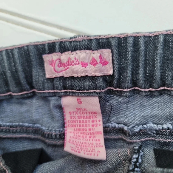 VTG CANDIES Girls Denim Jean Pink Polka Floral Satin Tiered Modest Skirt Size 5 - Picture 8 of 8